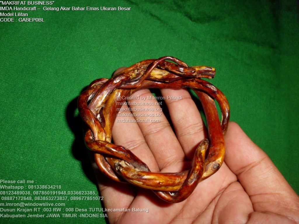  Kerajinan  Handicraft Gelang  Akar  Bahar  Full Warna Emas 